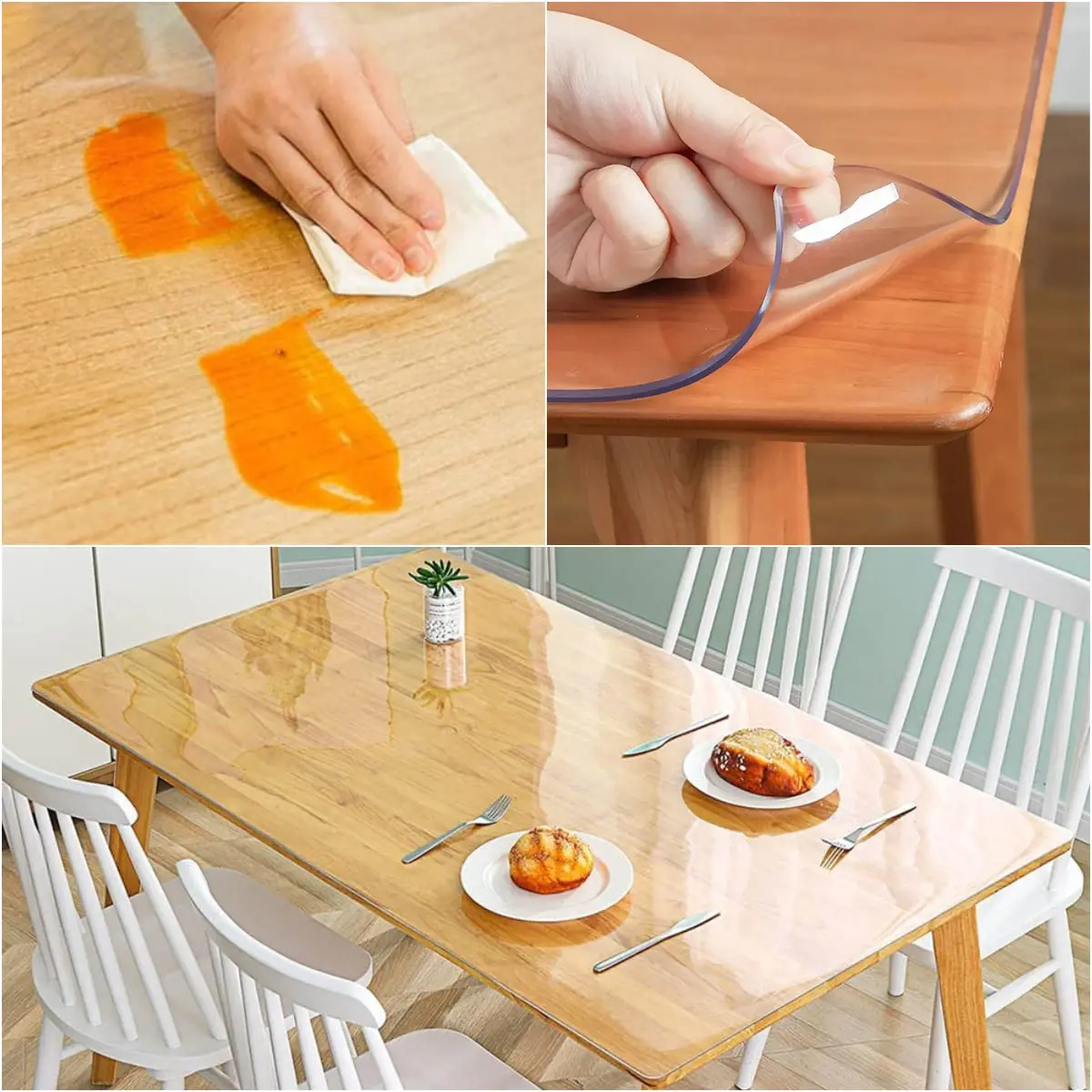PVC 2.0mm Thick Transparent Tablecloth, Transparent Tablecloth, Table Mat Protective Film, Transparent Tabletop Protector, Scratch-Resistant and Heat-Resistant Tablecloth, High Quality and Table Surface Protective Film, Suitable for Home, Hotel