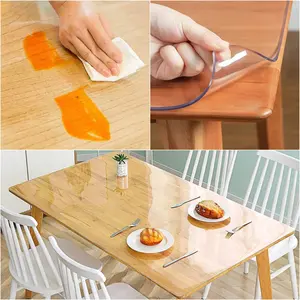 PVC 2.0mm Thick Transparent Tablecloth, Transparent Tablecloth, Table Mat Protective Film, Transparent Tabletop Protector, Scratch-Resistant and Heat-Resistant Tablecloth, High Quality and Table Surface Protective Film, Suitable for Home, Hotel