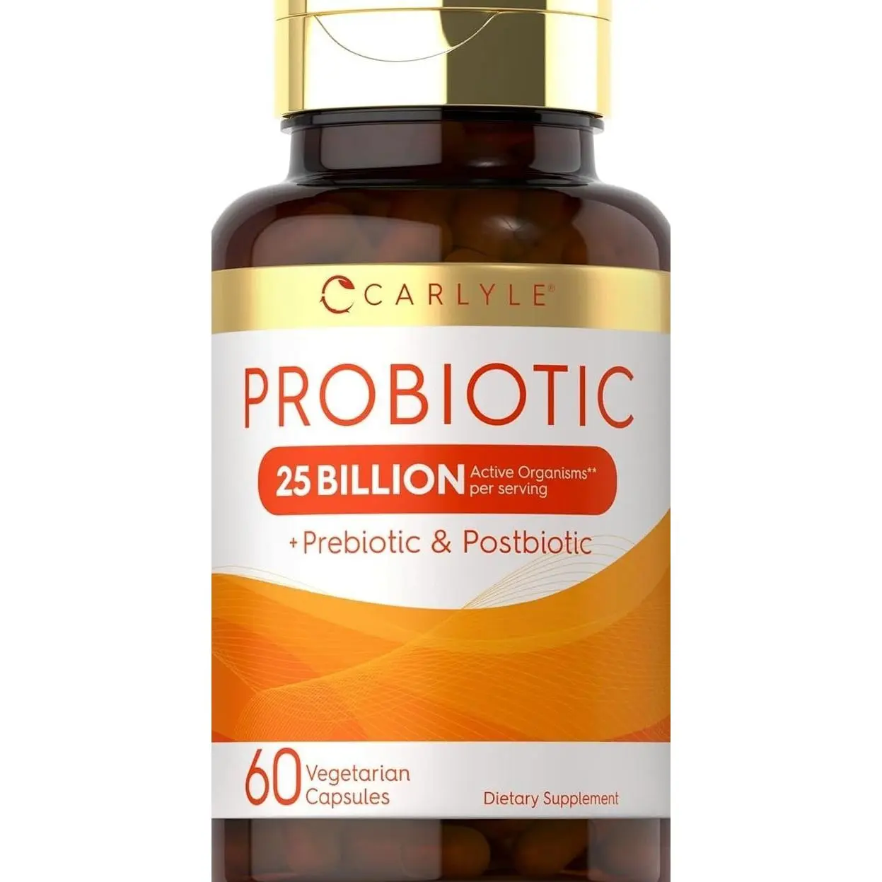 Carlyle Probiotic with Prebiotics & Postbiotics | 25 Billion CFU | 60 Capsules | Supplement for Women & Men | Powder Pills | Vegetarian, Non-GMO & Gluten Free