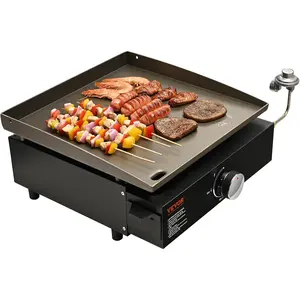 TIKTOK's #1 SHOP, presents the - VEVOR Griddle, 16.9" Heavy Duty Manual Flat Top Griddle, Countertop Gas Grill with Non-Stick Cooking Plate, Steel Propane Gas Griddle, 1-Burners Restaurant Portable Grill - 22,000 BTU