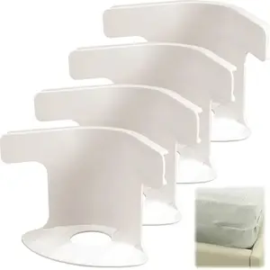 4-Point Bed Sheet Holder with Non-Slip, Stable Design - Hidden Snap Clips for Secure Bedding, Easy Installation, Durable Polypropylene (PP) Material, Available in White & Gray, Bed Sheet Holder, Smooth End, Robust Build