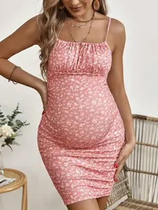 Maternity Ditsy Floral Print Ruched Bust Cami Dress