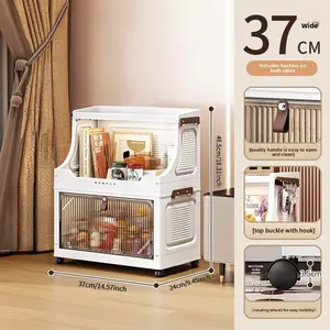 White47-Face Multi-Functional Foldable Storage Cabinet, Sideboard with storage, with Open Shelves, Large Capacity Suitable for Home/Office/Dormitory Organization and Storage Modern and Durable Double-Door Cabinet