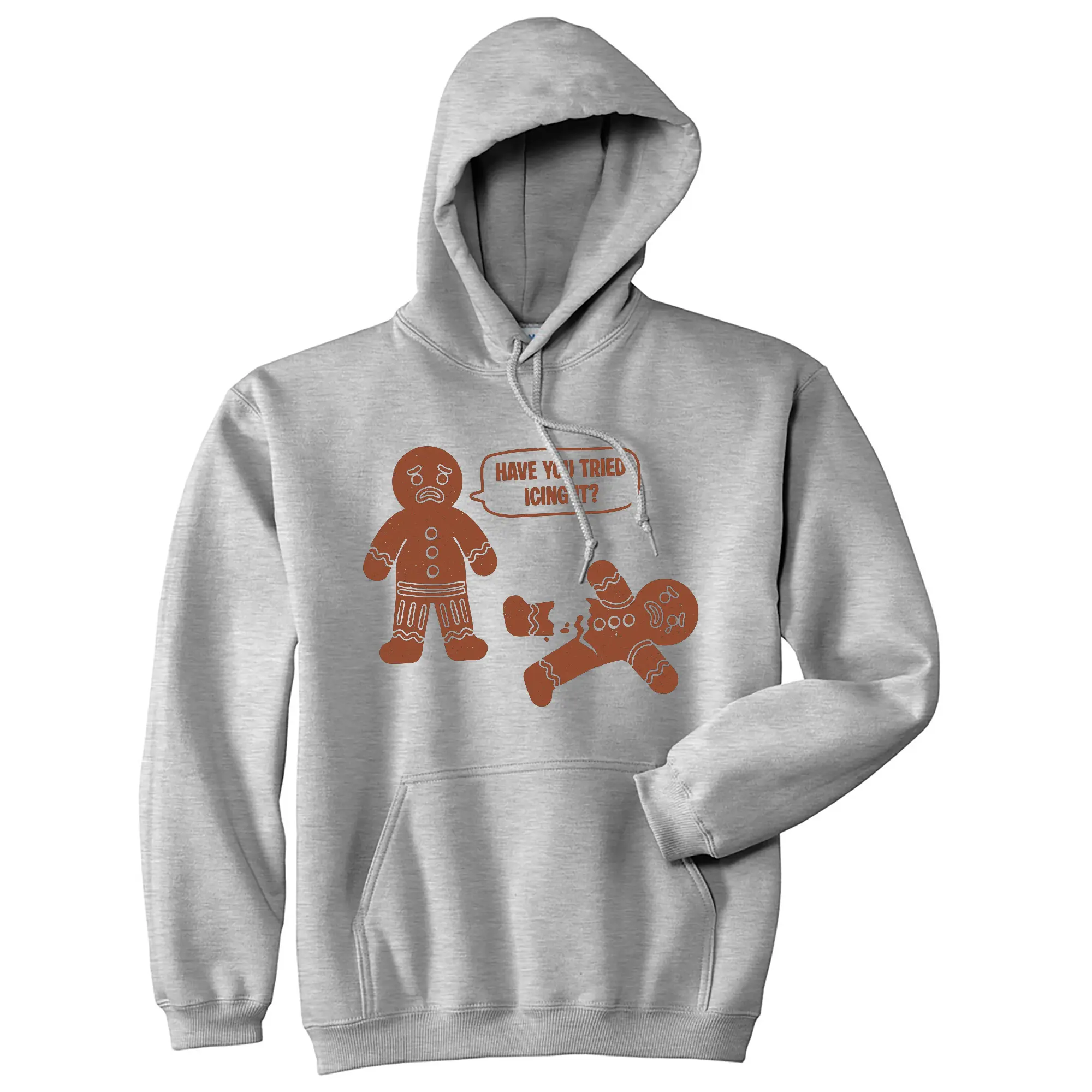 Have You Tried Icing It Unisex Hoodie Funny Sarcastic Christmas Cookie Hooded Sweatshirt Unisex Vintage Fashion Hoodies Christmas Hoodie Novelty Sweatshirt Light Grey