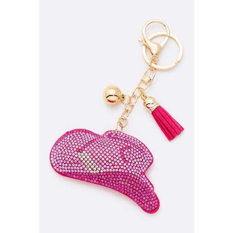 Pink Cowgirl Hat Stone Pillow Key Chain