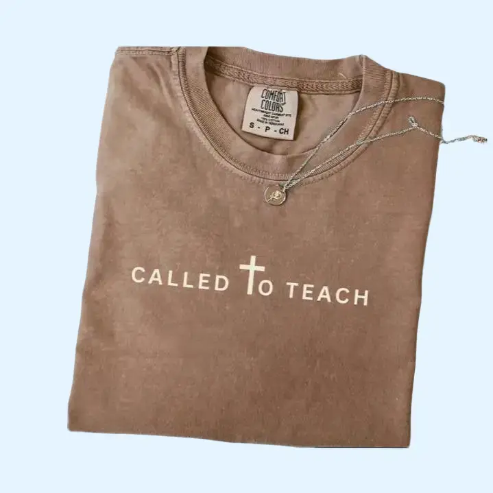 Comfort Colors Minimalist christian teacher shirt, Teacher appreciation gift, Bible school t-shirt, Gift ideas for christian teacher Cotton Fabric
