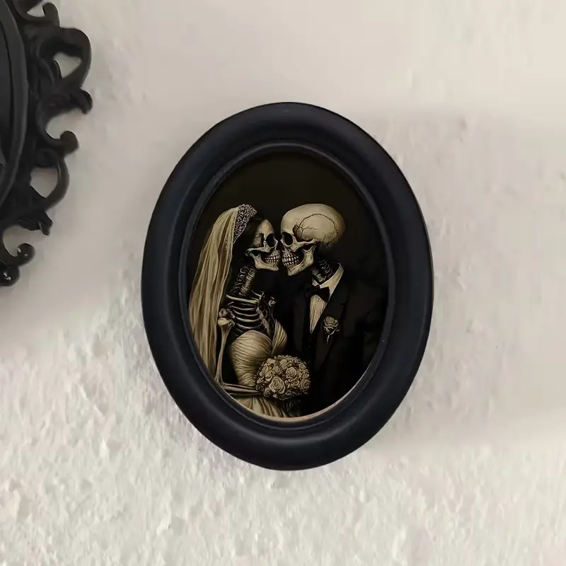 Vintage Art Style Skull Bride Groom Artistic Decorative Home Item, Perfect for Halloween Christmas Thanksgiving Holiday Decor Wall Decoration, Room Decor Ornaments, Festive Decoration, Wall Hanging Ornament