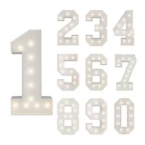 4ft Marque Numbers 0-9 with Decorative Light-Up White Foam Cardboard Lighted Holiday Displays Mosaic Number for Balloons Number Wedding Birthday Anniversary and Party Decor Unisex - Decoration