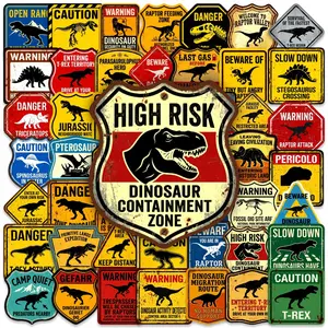 50-piece Retro Dinosaur Warning Stickers Series, suitable for scrapbooks, diaries, laptops, water bottles, cars, etc. A faith-based design, a gift with a positive message, Sticker Decals, Car Vehicle Decoration