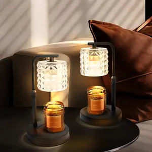 2 Packs Candle Warmer Lamp, with 4 Bulbs,Height Adjustable with Timer, Dimmable,Unique Glass of the Electric Candle Lamp for Home & Bedroom Decor,Valentine's Day Gift