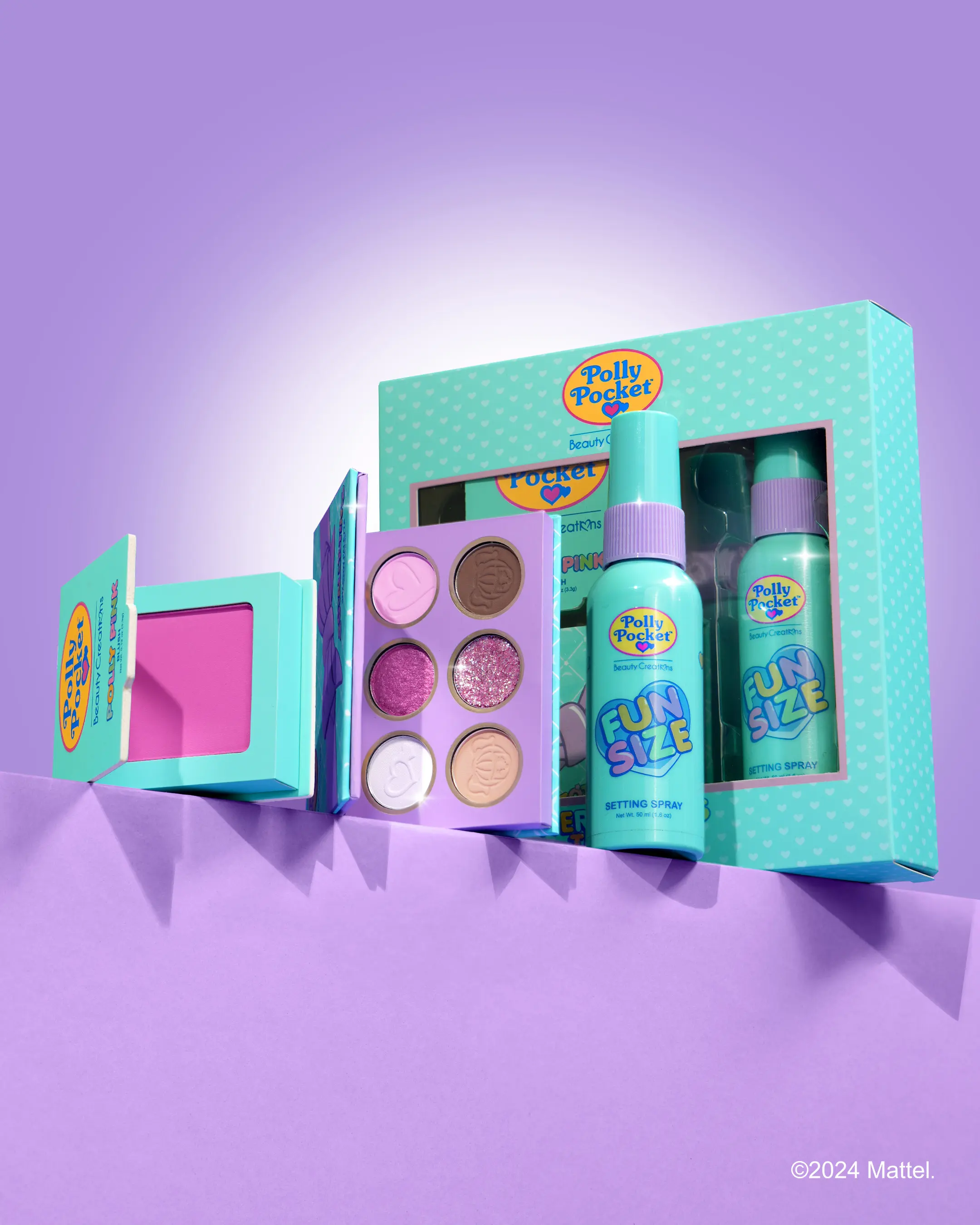 Beauty Creations x Polly Pocket Makeup Set | Vintage Glitter Eyeshadow Palette, Blush, & Compact Pomegranate Setting Spray, Cosmetic, 3 In 1 Makeup Sets Beauty Creations x Polly Pocket Makeup Set | Vintage Glitter Eyeshadow Palette, Blush, & Compact Pomegranate Setting Spray, Cosmetic, 3 In 1 Makeup Sets