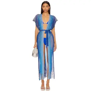 Luli Fama Ocean Queen Long Caftan in Blue