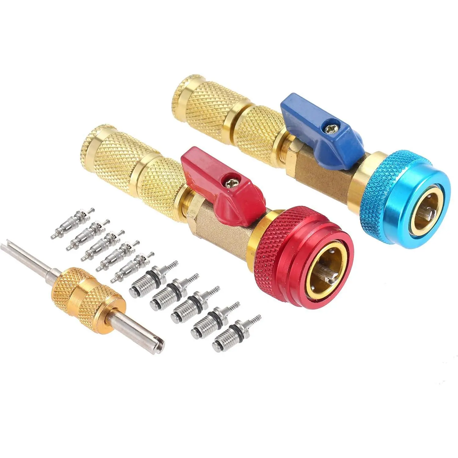 GJANSH R134A Valve Core Remover Installer, High Low Pressure AC Valve Core Tool Kit for R134A Refrigerant System