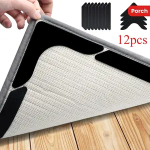 Premium Non-Slip Carpet Grippers - Black, Ideal for Living Room, Dining & Bathroom Rugs - Prevents Slipping and Rolling Edges