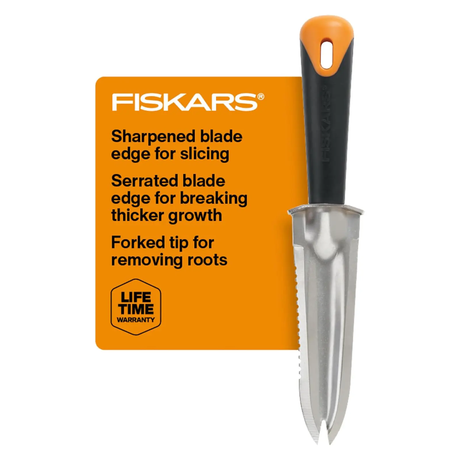 Fiskars Steel Garden Knife, Multi-Purpose Weed Puller Gardening Tool for Planting, Weeding, Digging, and Cultivating with Hanging Hole