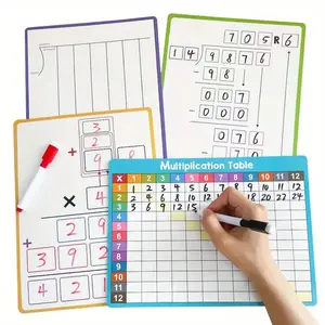 Dry Erase Multiplication and Division Board 8.26"x11.22", Double-Sided Practice Whiteboard with 2x1, 2x2 Math Tools for Kids, Interactive Learning, Ideal for Learning at Home and School