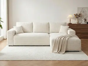 Modular Sectional Sofa Deep Seat Cloud Shape Modern L Shaped with Chaise Soft Upholstered Bone Structure Right Facing Recliner for Living Room and Bedroom Corduroy Fabric