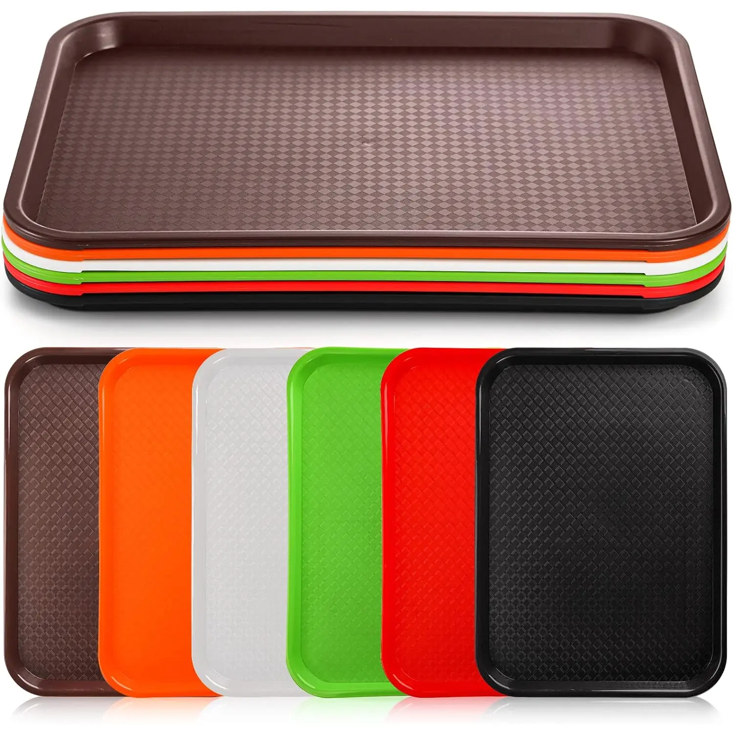 Yarlung 6 Pack Plastic Fast Food Trays, 16X12 Inches Restaurant Serving Trays Set  Yarlung