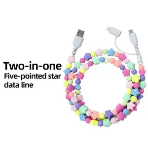 Beaded Charging Cords  4-in-1 USB-C Cable- Fit for all device USBC & Lightening or 2-in-1 data line Compatible with iPhone 16/15, iPad, Samsung, Laptops