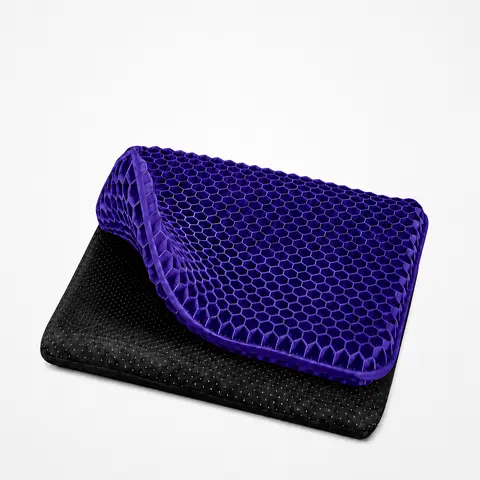 Honeycomb Structure Firm Gel Seat Cushion - Ergonomic Support, Thick Cooling Breathable Fabric, Even Weight Distribution & Pressure Relief, Non-Slip Hand Wash Only Cover for Desk Chair, Car Seat