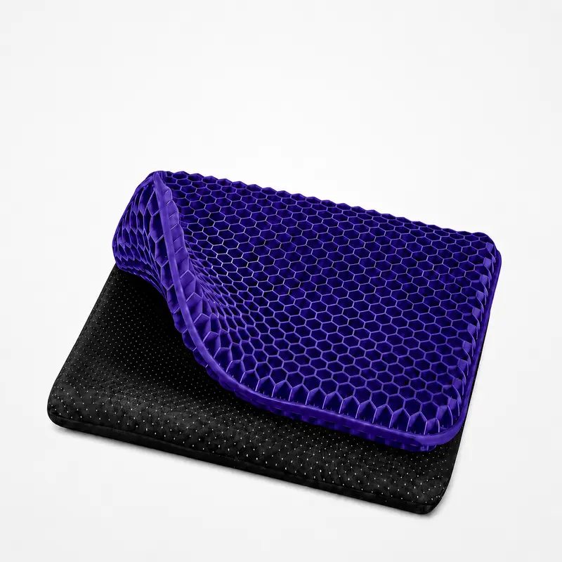 Honeycomb Structure Firm Gel Seat Cushion - Ergonomic Support, Thick Cooling Breathable Fabric, Even Weight Distribution & Pressure Relief, Non-Slip Hand Wash Only Cover for Desk Chair, Car Seat