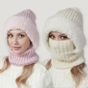 New style hat scarf thickened velvet hat scarf mask one-piece hat winter warm hat dual-purpose