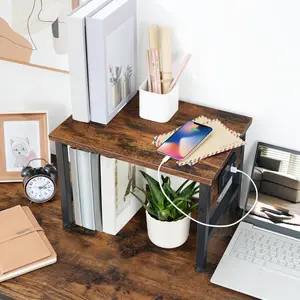 HOOBRO Printer Stand for Desk, Desktop Printer Stand with Outlet and USB Ports, Small Printer Table with Storage Hook, File Rack for Home Office#springtok#SpringSale #BigSpringSale