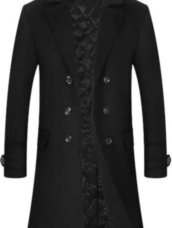 APTRO Men's Full Length Wool Trench Coat, Luxury Long Sleeve Winter Overcoat, Stylish Windbreaker for Cold Weather