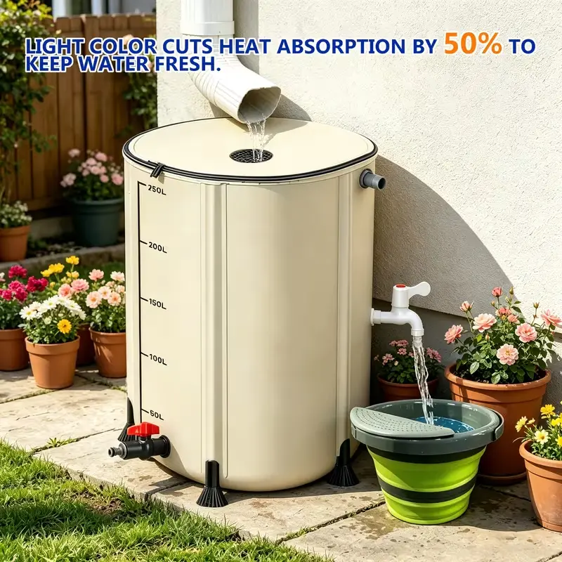 721L Collapsible Portable Outdoor Rain Barrel - Home & Garden Storage Kit with Water Outlet, Ideal for Emergency Supply & Garden Watering