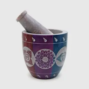 Soapstone Mortar & Pestle  7 Chakras