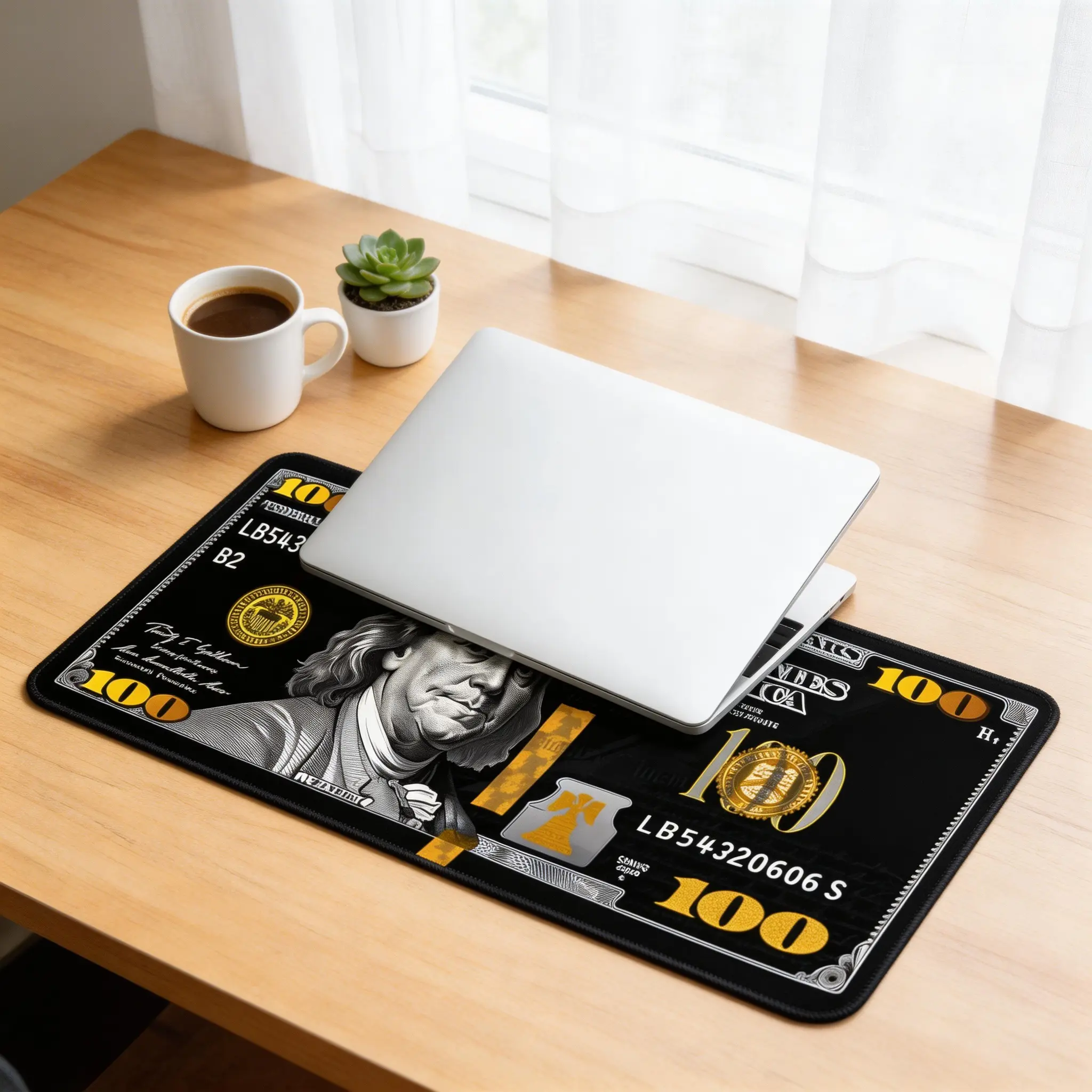 Black & Gold Rectangular Extended Gaming Mouse Pad - PC Gamer Stuff with Golden Pattern, Stitched Edges, Non-Slip Base, Ultra-Smooth Fabric, Stable Tracking, Gaming & Office Desk Accessories, Computer Desk Pad