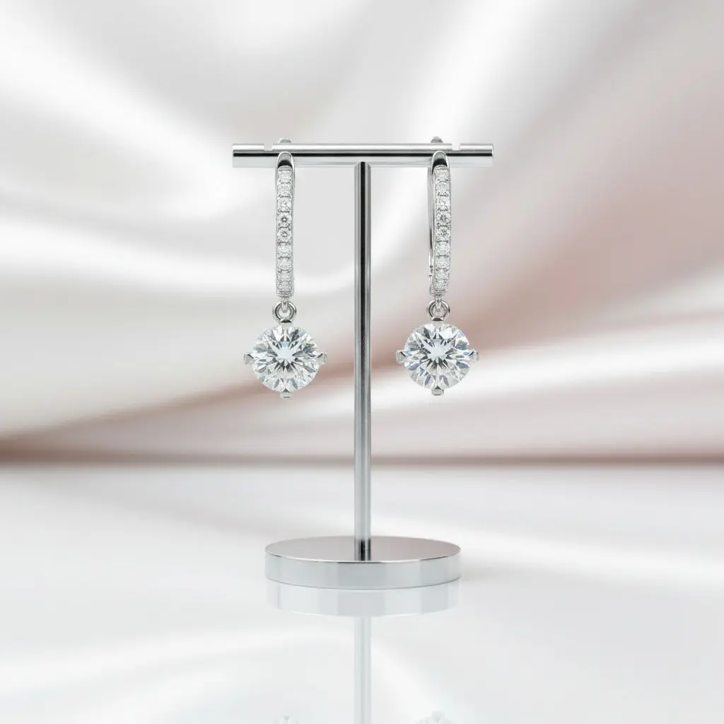 14k White Gold Diamond Option Dangle Earrings