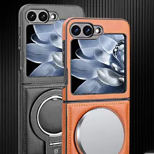 Magnetic suction Leather phone case for  Z Flip 6 /Z Flip 5/ Z Flip 4/3 Business phone case
