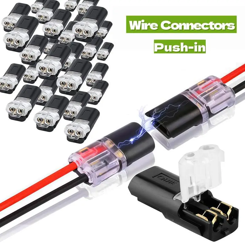 Double-Wire LED Strip Connectors 2 Pin , Low Voltage Locking Wire Connector, Fast Connect Plugs, Cabinet/Under-Cabinet Lights, Closet LED Tape, TV Backlight, Shelving, Display Case, RV, Gaming Desk, Holiday Lights, Automotive Power Distribution Secure -YY