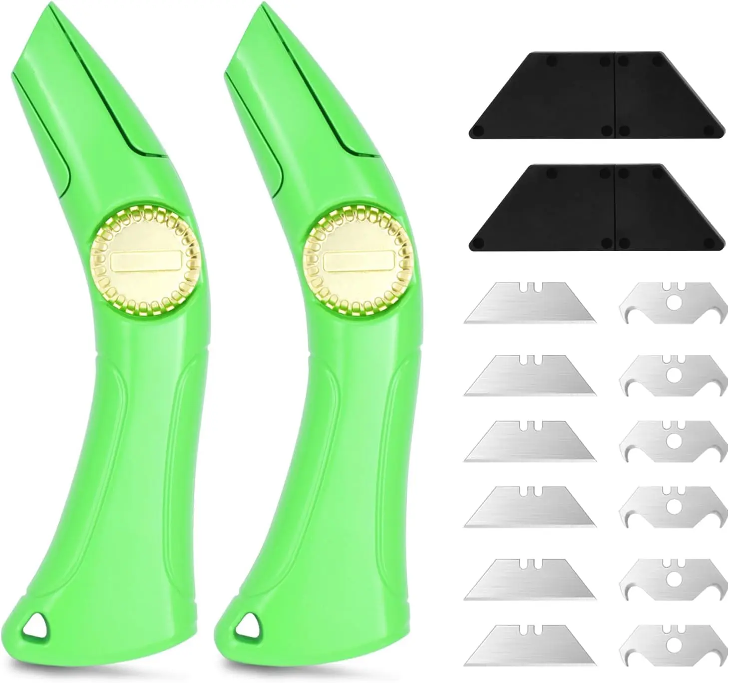Heavy-Duty Roofing Knives (2 Sets) - Home Improvement Hardware Hand Tools, Each with 6 Fixed Blades & 1 Blade Storage Box, for Drywall Scraping, Duct Cutting