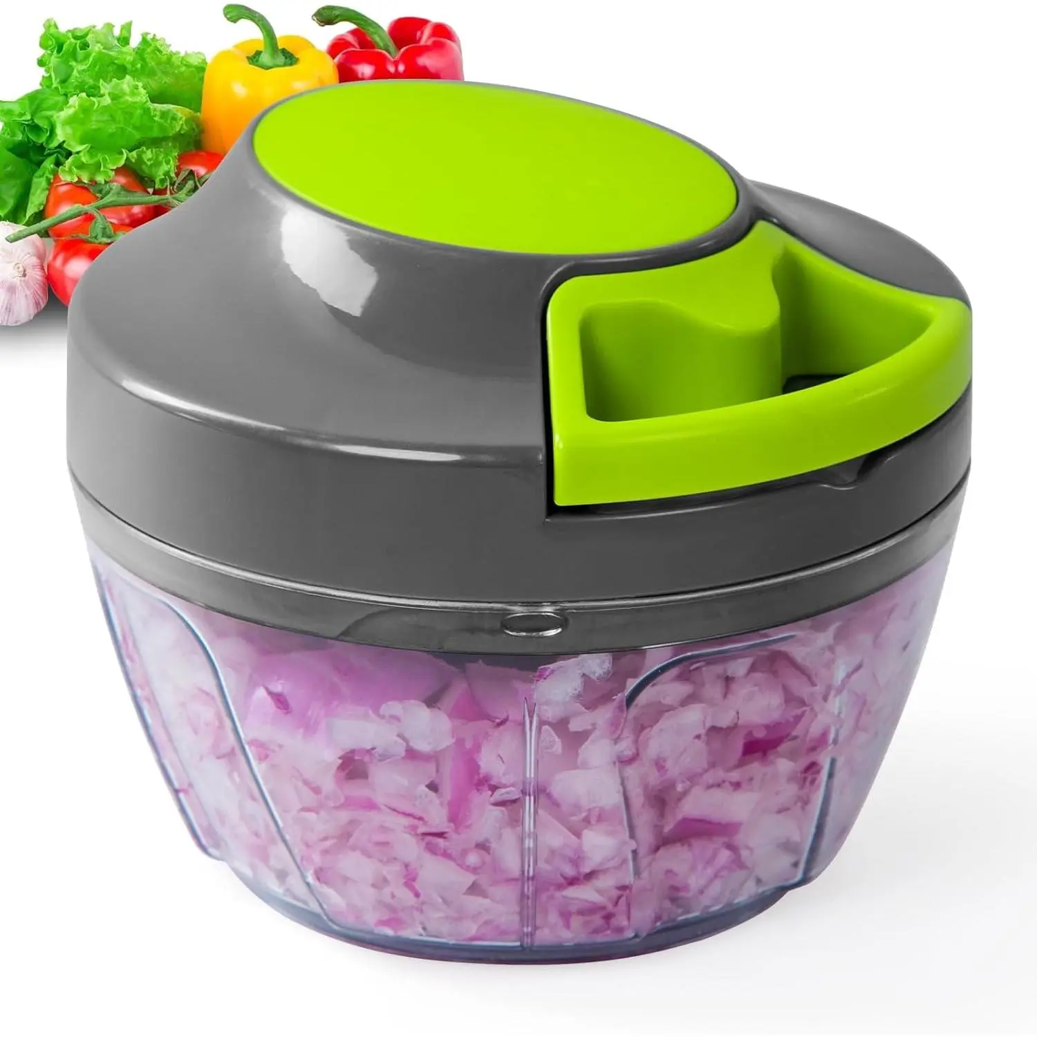 500ml Portable Manual Food Processor - Hand-Pulled Kitchen Utensil for Chopping Vegetables, Fruits, Nuts and Grinding Garlic