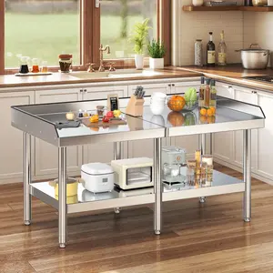AMERLIFE 25"x28"/48"x30" Stainless Steel Equipment Stand  with Adjustable Undershelf, Wheels and Edge Baffle,  60"x30"/ 72"x30" with Adjustable Undershelf, Leveling Legs and Edge Baffle for Commercial Kitchen, Restaurant & Home, NSF Certified