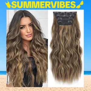 SummerVibes AISI HAIR Wavy Synthetic Hair Extensions for Women 4PCS Clips in 20/24 inches, Thick Hairpieces for Girls Hairextensions Curly Hairstyle