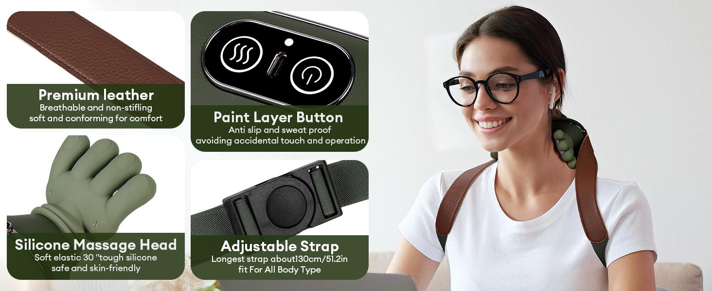 Office Neck Massager for Women Men, Bionic Hand Shoulder Massager with Heat, Electric 3D Kneading Massager for Desk Worker, Wireless Portable for Pain Relief