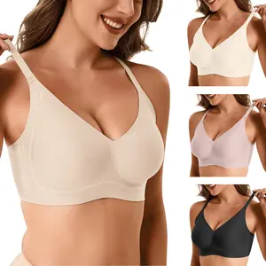 Womens Seamless Bra No Underwire Comfort Push Up Bras Buttery Soft Wireless Bralette Full Coverage Sport Everyday Bra，Fit Womenswear Everyday Up To 44DD，Girl，Gift