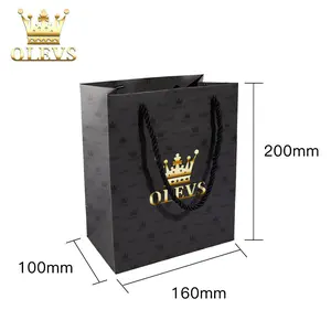 OLEVS Fashion Black Watch Gift Bag 16x10x20