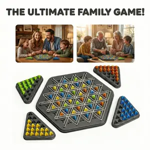 Chain Triangle Chess Game, Geometric Chess Game, Board Games for Family Night, Family Games for Kids and Adults, 2 to 4 Players