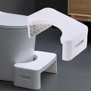 7 inch Folding Toilet Stool, Squatting Poop Stool, Bathroom Potty Step Stool, Toilet Assistance Steps, Step Stool, Fits All Toilets, Detachable & Stackable, for Healthier Toilet Posture (White)