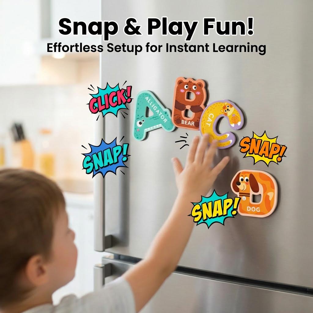 26pcs Chunky Animal Alphabet Magnets - Large Uppercase EVA Foam Letters - Cute Zoo Theme ABC Learning Set for Whiteboard Colorful Read and Rhyme Flip Books preschool toys  Card Reader for Kids Talking  Cards Set Interactive Flash math fidget parenting