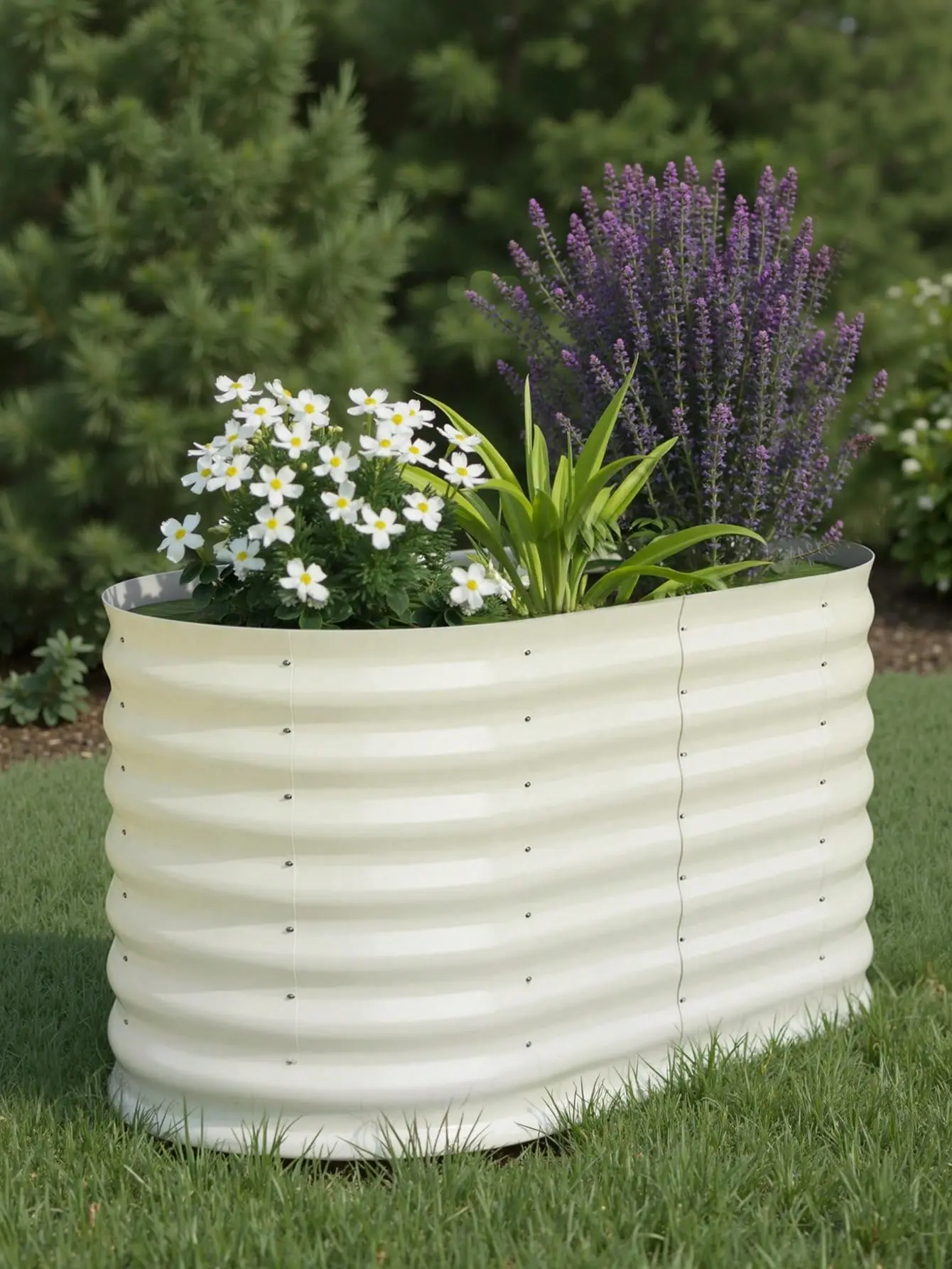 Gaomon Elevated Planting Boxes - 4x2x2Ft Galvanized Steel Raised Gardening Bed, Beige, No-Bend Rust-Proof Coating, Tool-Free Assembly, 24in Deep Root Zone, All-Climate, for Indoor/Outdoor Vegetables Herbs