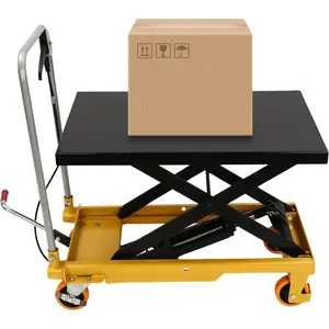 Hydraulic Lift Table Cart, 500lbs Capacity Scissor Lift Table with 4 Wheels, Manual Hydraulic Scissor Cart for Material Handling and Transportation, Adjustable Height