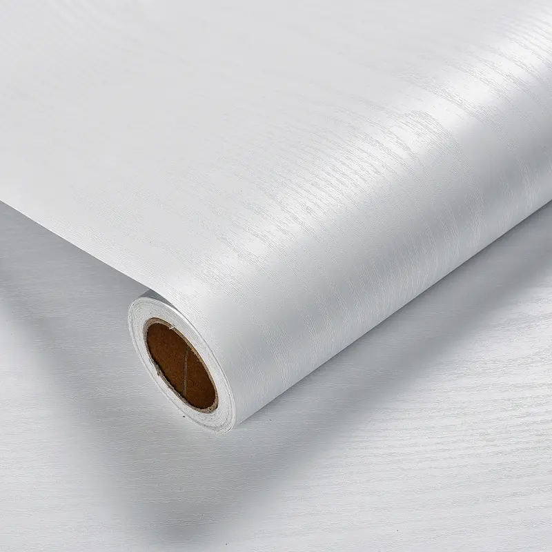1 Roll 11.8 x 197 Inches Self-Adhesive Waterproof Decorative Wallpaper, Solid White, Black, Wood Grain Options, Peel and Stick Wallpaper for Living Room Bedroom Cabinets Renovation, Moisture-Proof Easy Clean Removable, Sticky Wallpaper Peel And Stick