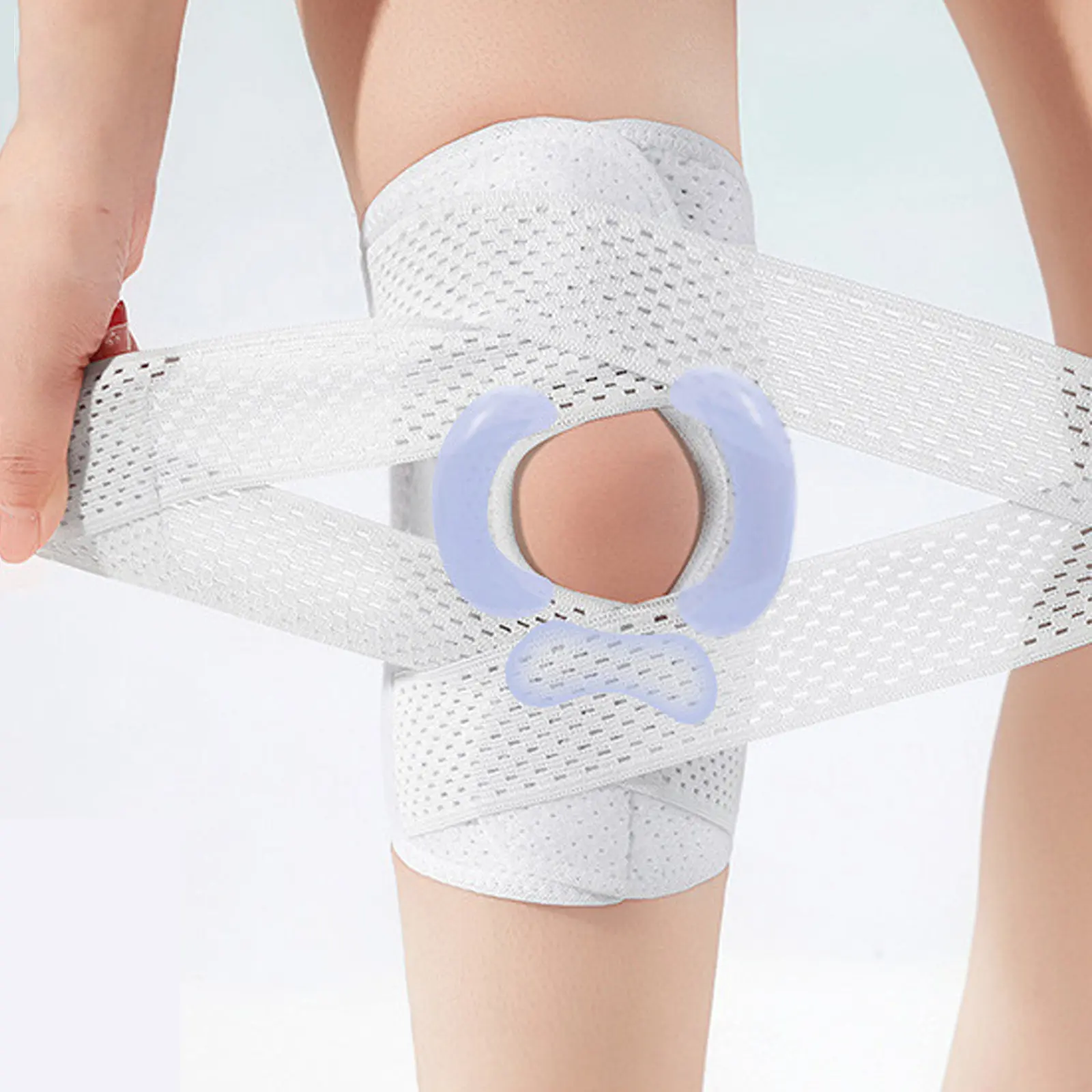 Knee Support Brace with Patella Gel Pad, Side Stabilizer, Lightweight Breathable Mesh Fabric, Adjustable Elasticity for Workout, Sports & Arthritis