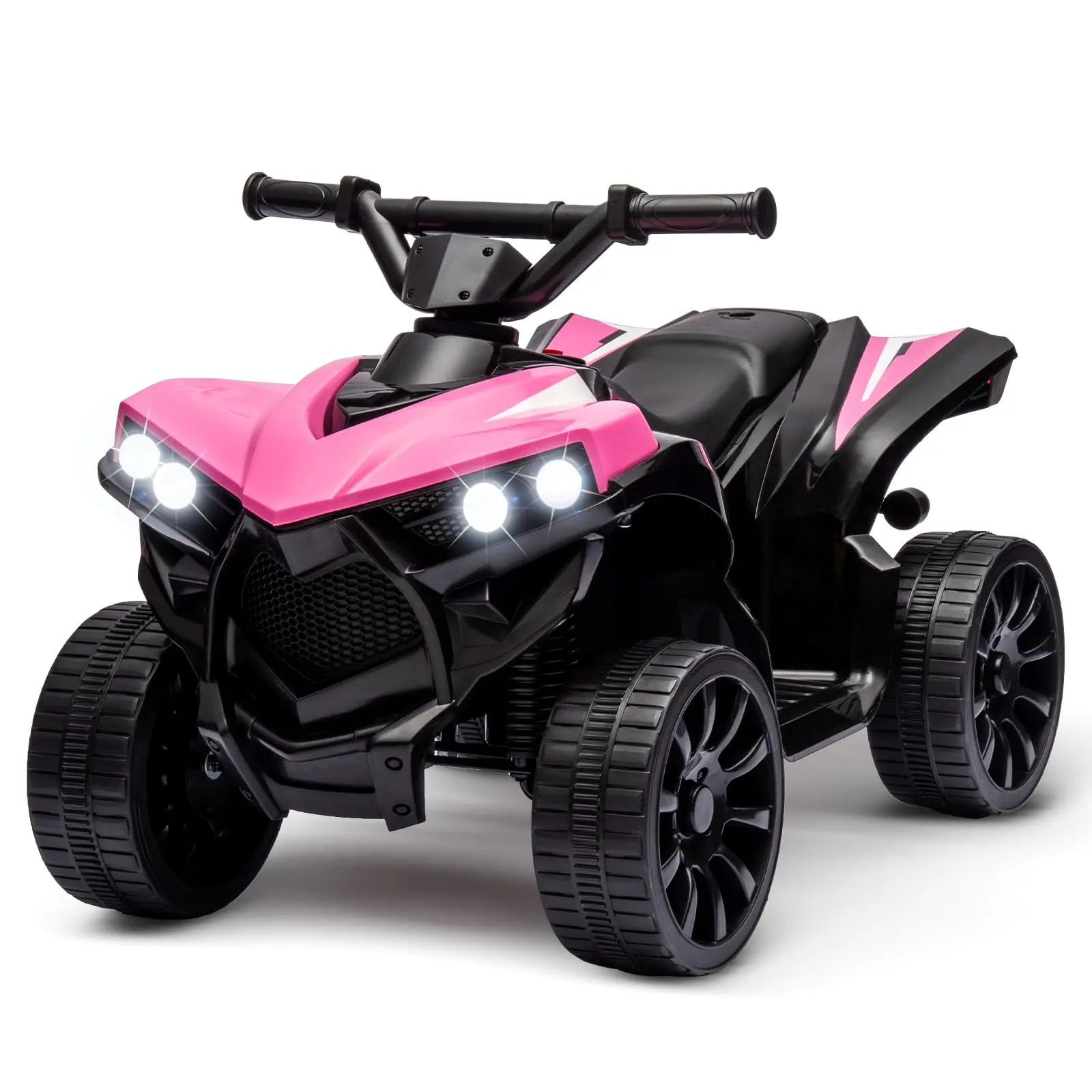 【Christmas Gift】Pink Kids ATV 4 Wheeler, 6V Ride on Toy with 1.8MPH Max Speed, Wear-Resistant Wheels, Music & Foot Pedal, Battery Powered Electric Quad Car for Kids Toddlers