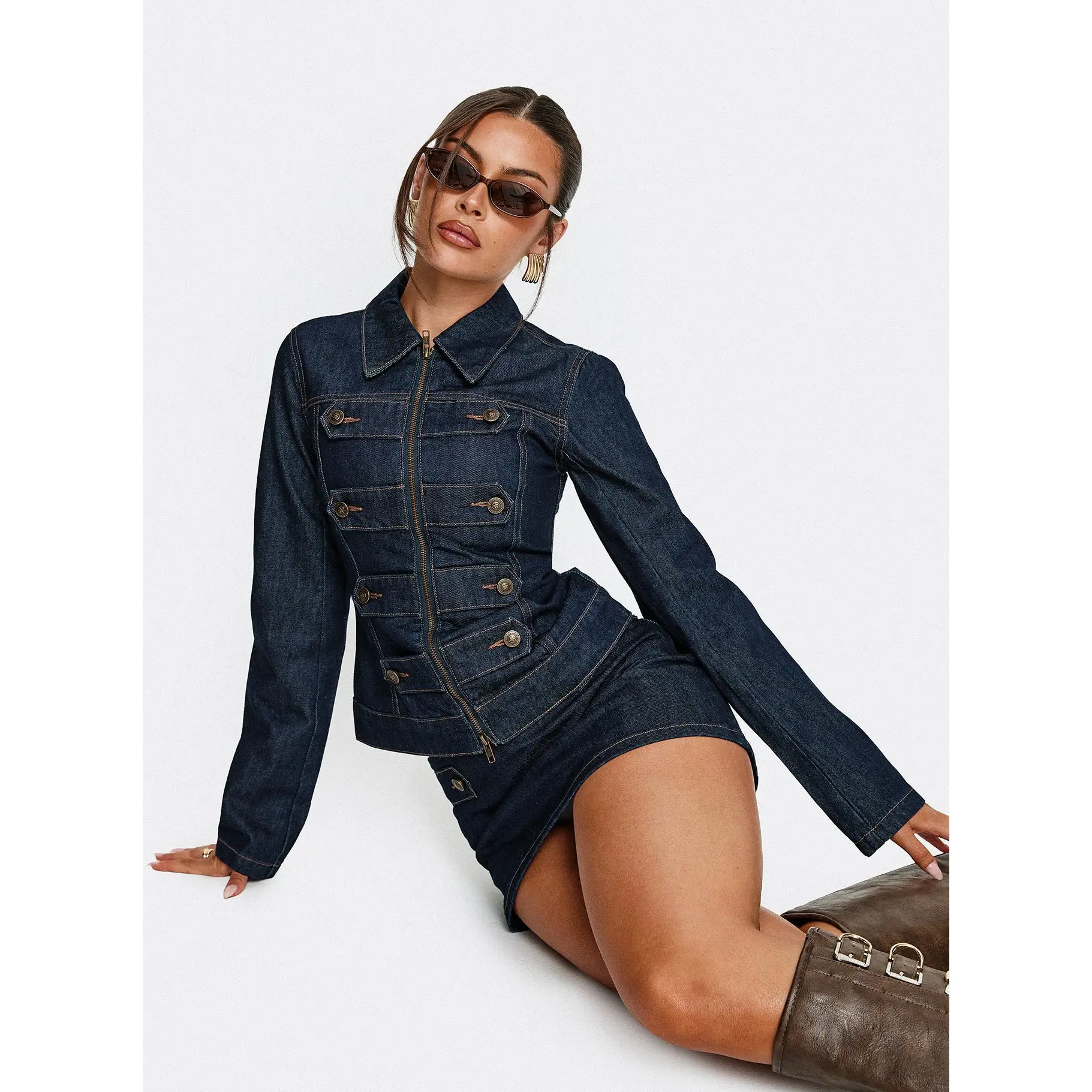 Cristen Cadet Buckle Denim Jacket Indigo Cristen Cadet Buckle Denim Jacket Indigo